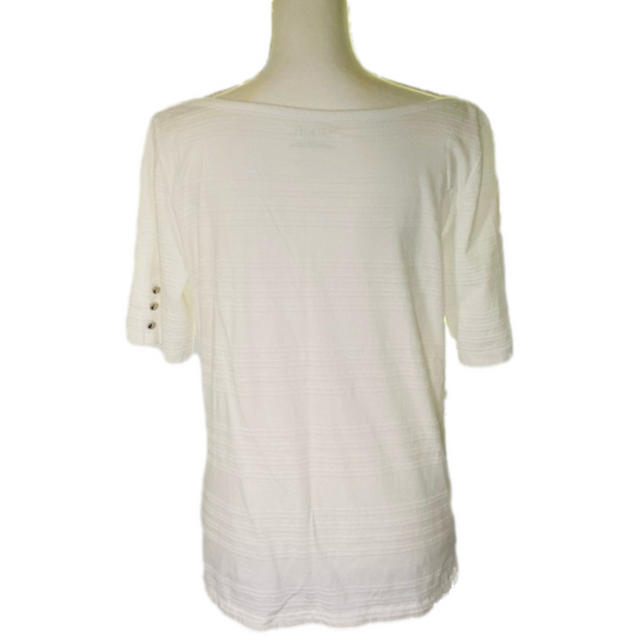 Talbots White Boat Neck Shirt Top Sz L EUC SKU0596 - Picture 3 of 4